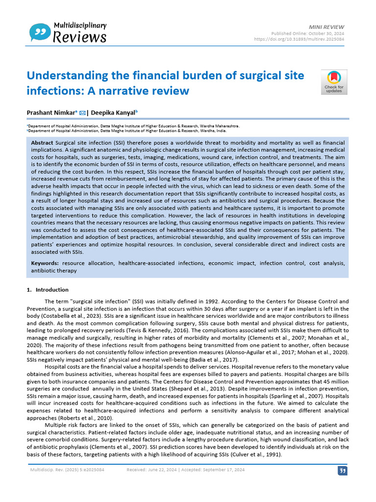 France's Surgical Site Infection Costs | PDF | Surgery | Health Care
