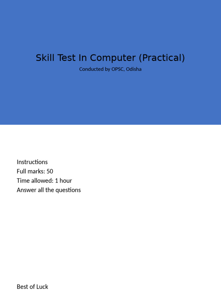 OPSC Computer Skill Test Guide | PDF