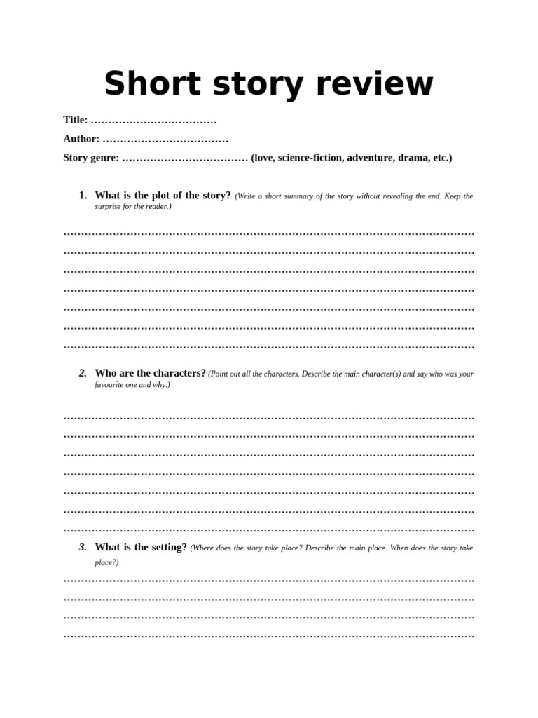 Short Story Review Template | PDF