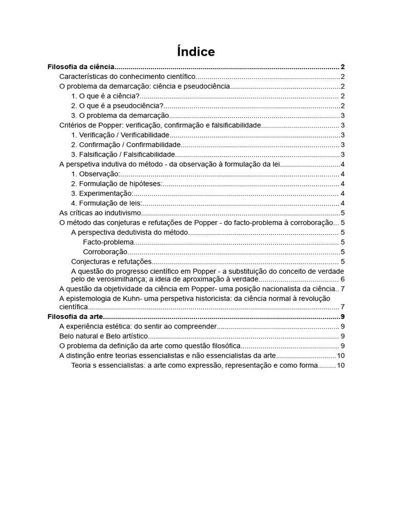 Resumos Teste Filosofia | PDF | Science | Falsificabilidade