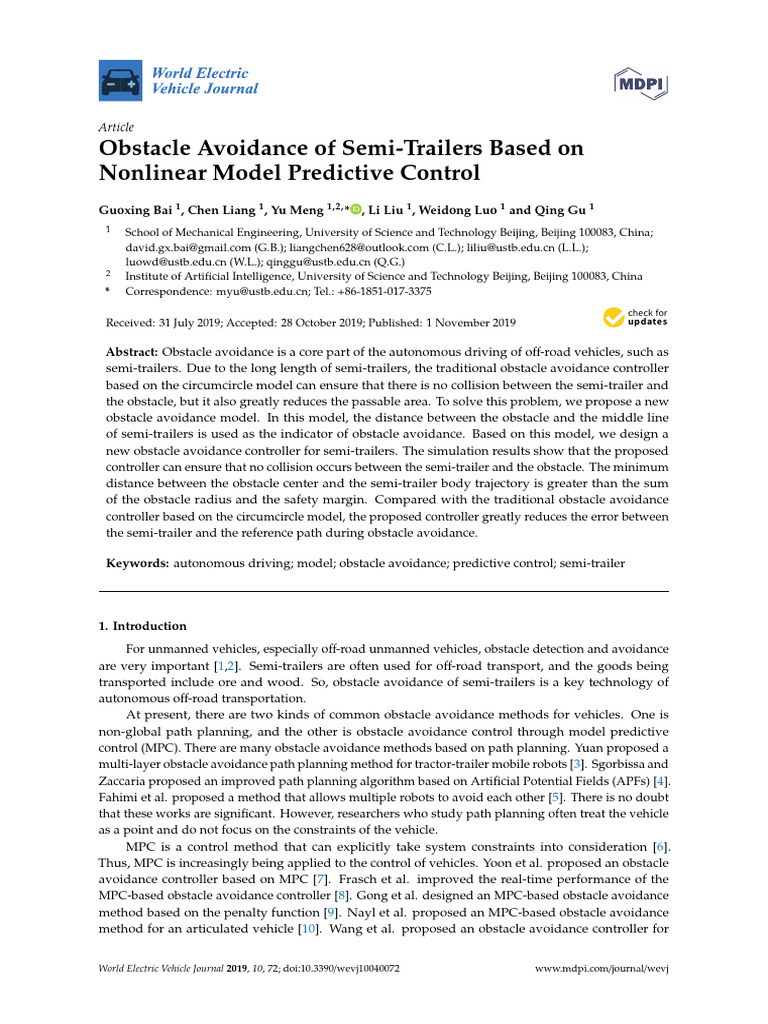 Obstacle Avoidance of Semi-Trailers Based On Nonlinear Model Predictive ...