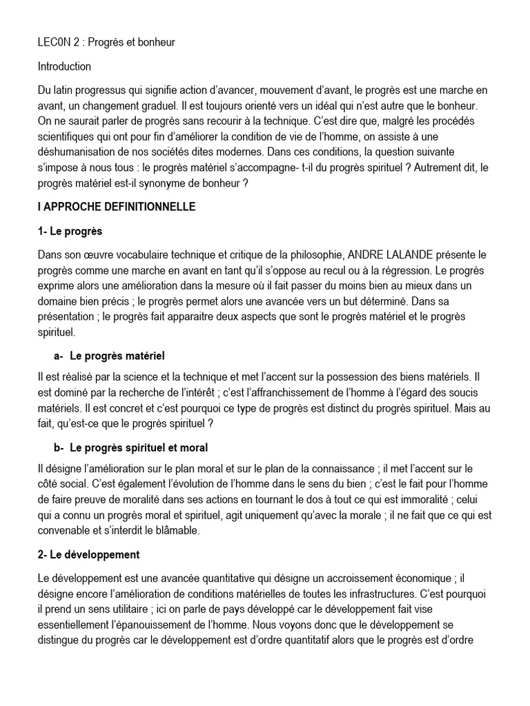 Progrès et bonheur : une quête essentielle | PDF | Bonheur | Science