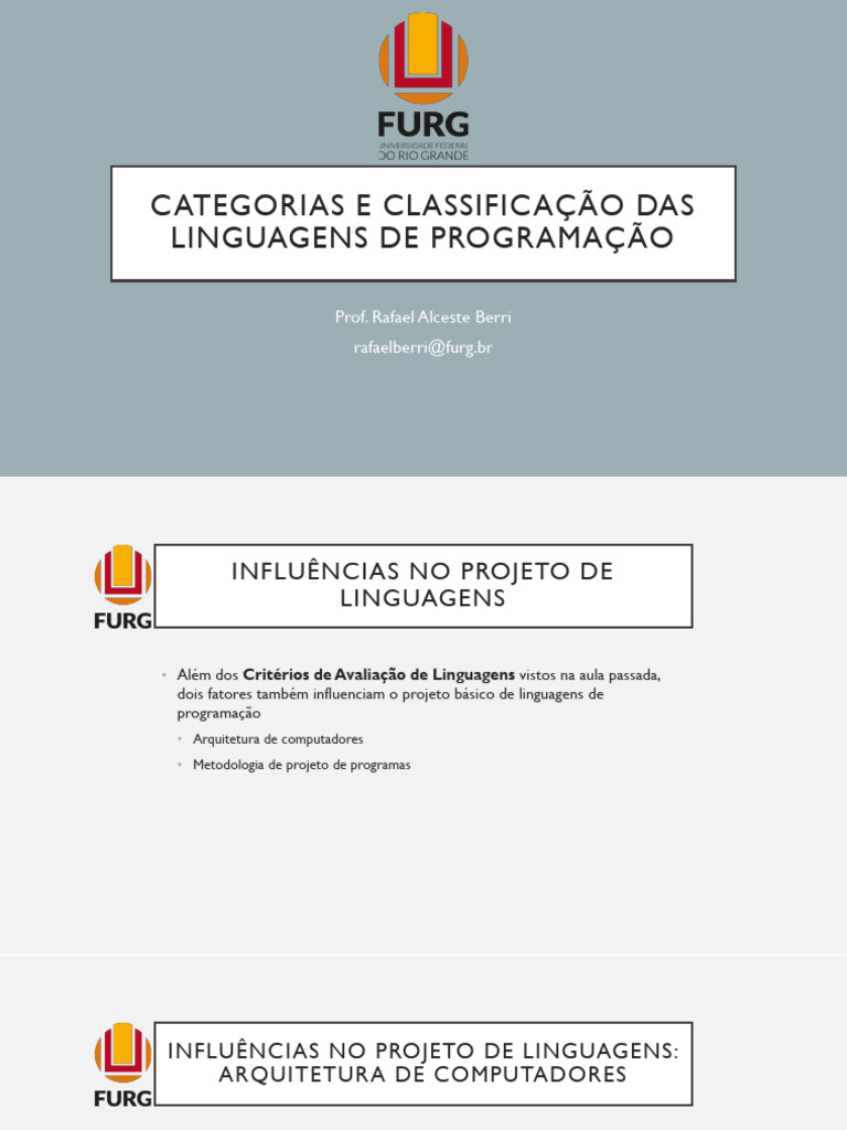 Classificação de Linguagens de Programação | PDF | Linguagem de ...