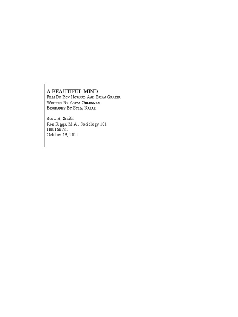 A Beautiful Mind Review PDF Human Diseases And Disorders Nervous