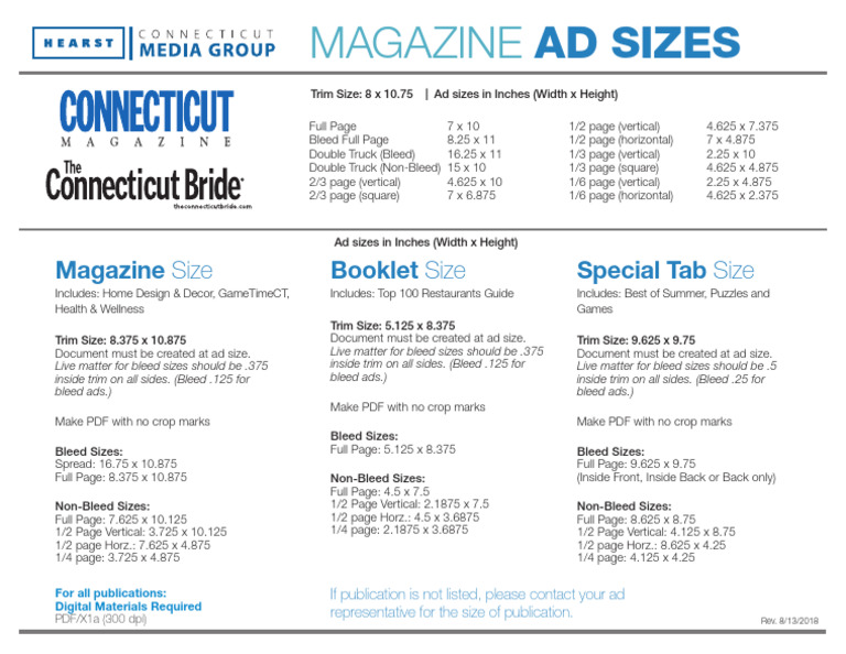 2018 Magazine Specs 8-13 | PDF | Printing