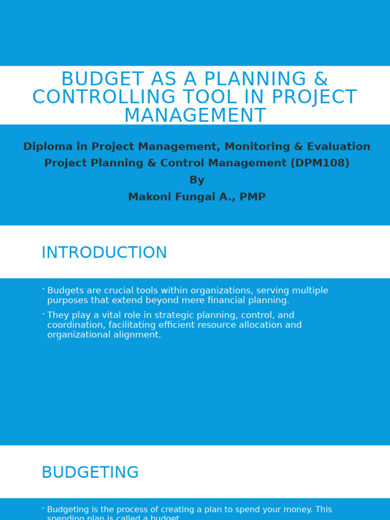 Budget As A Planning & Controlling Tool in Project Management | PDF ...