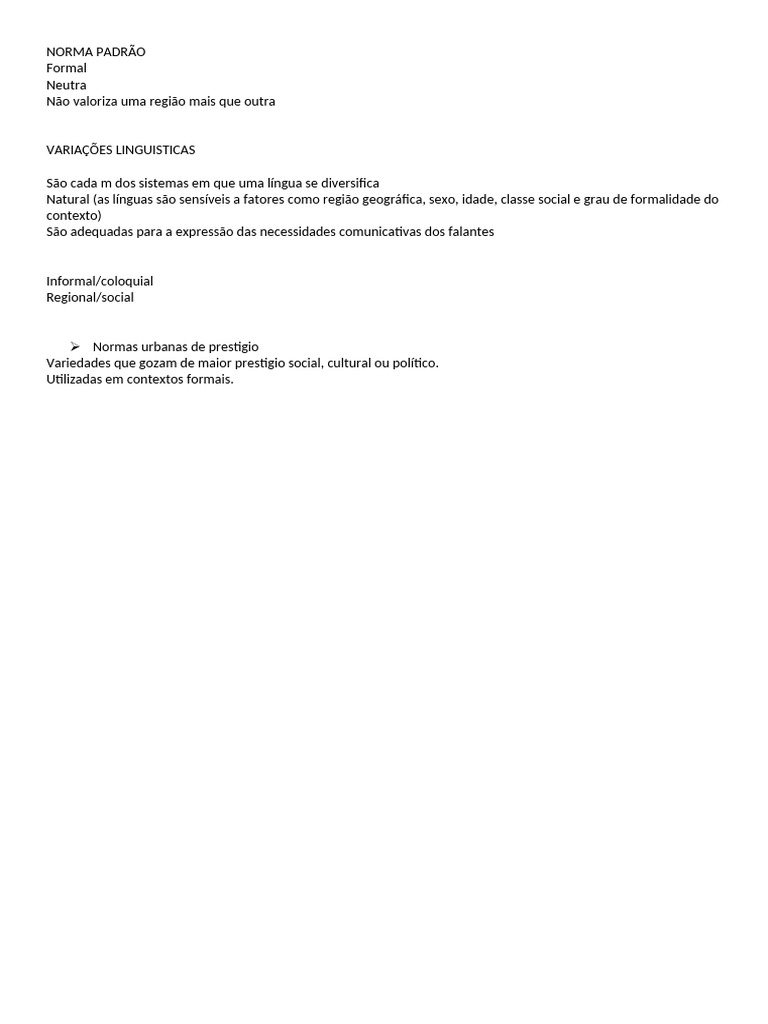 Variações Linguísticas e Normas de Prestígio | PDF