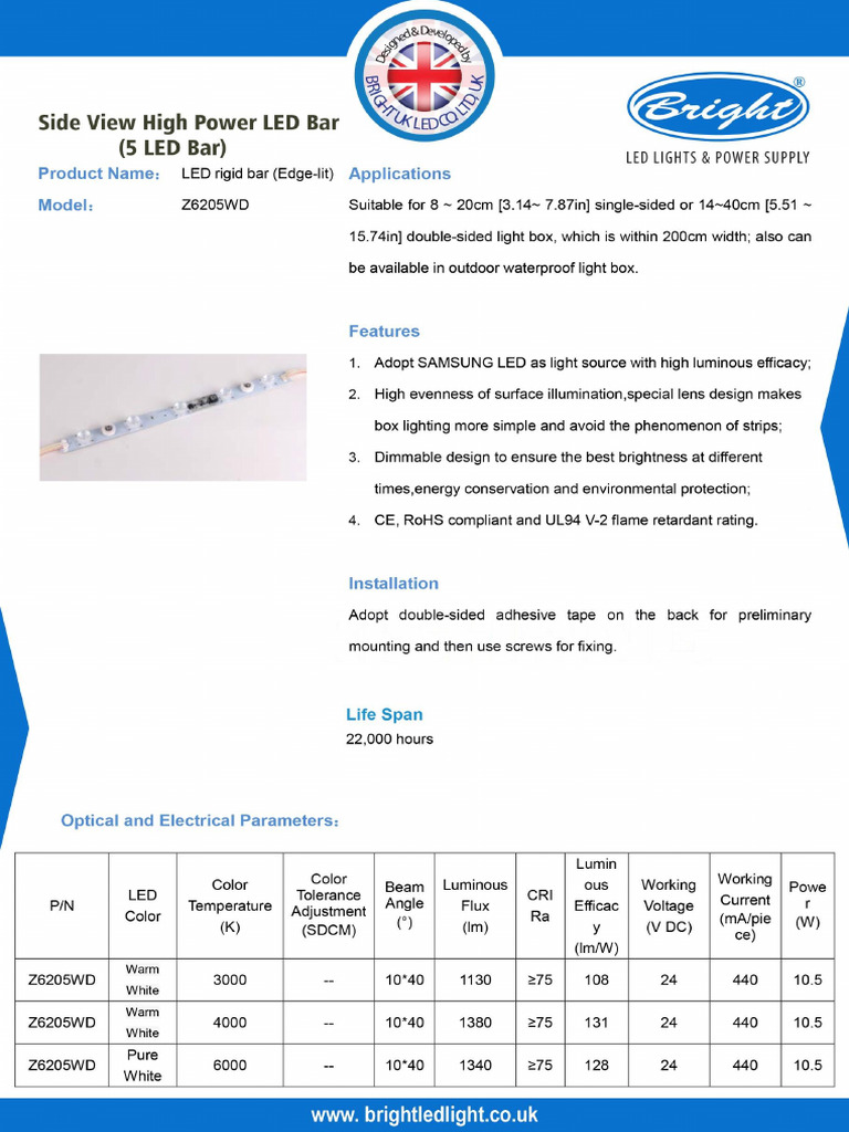 5 LED Side View High Power LED Bar | PDF