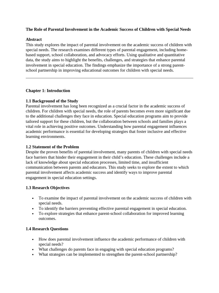 Parental Involvement in Special Education | PDF | Survey Methodology ...
