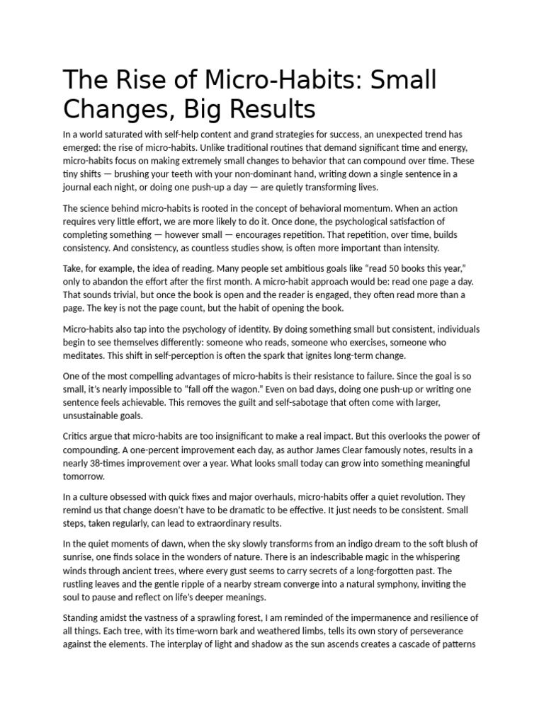 Micro-Habits: Small Changes, Big Impact | PDF