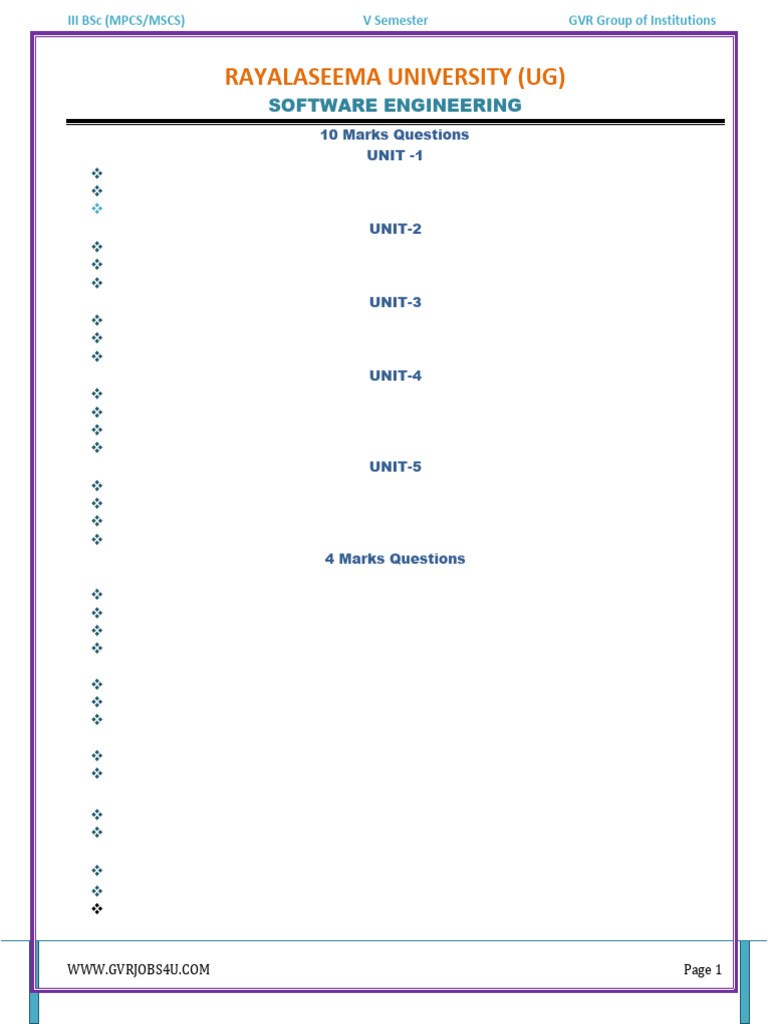 Software Engineering Exam Guide | PDF