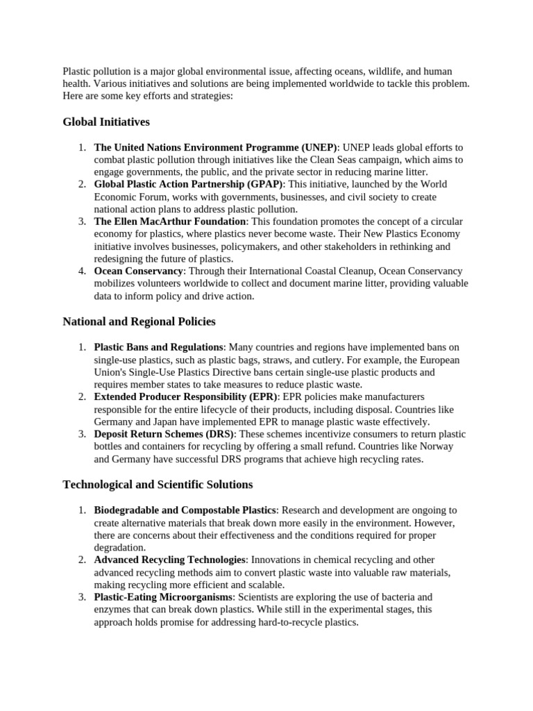 Combating Plastic Pollution Globally | PDF | Recycling | Biodegradation