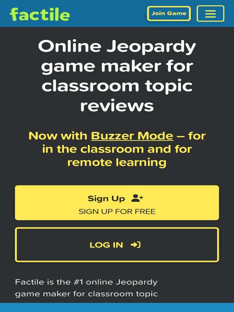 The Classroom Jeopardy Game Maker Factile | PDF
