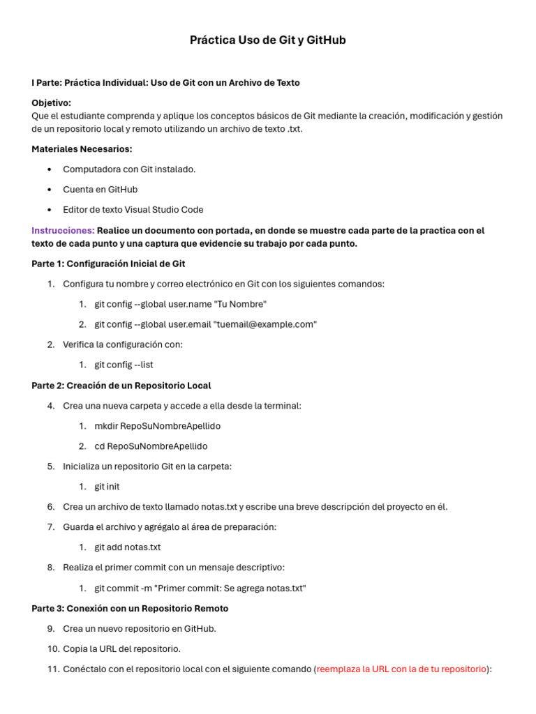 Práctica de Git y GitHub para Estudiantes | PDF | Informática | Software