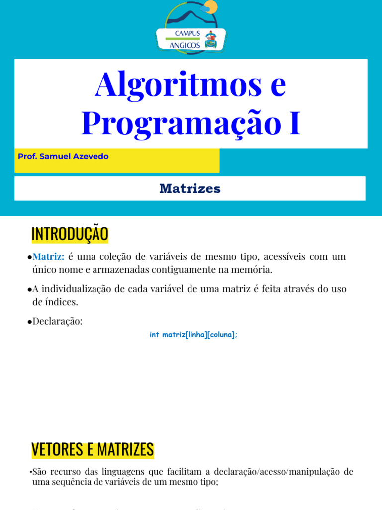 Introdução a Matrizes em Programação | PDF