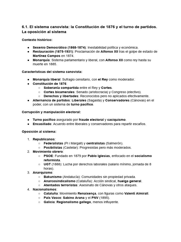 HISTORIA DE ESPAÑA TEMA 6 Y 7 | PDF | Cuba | España