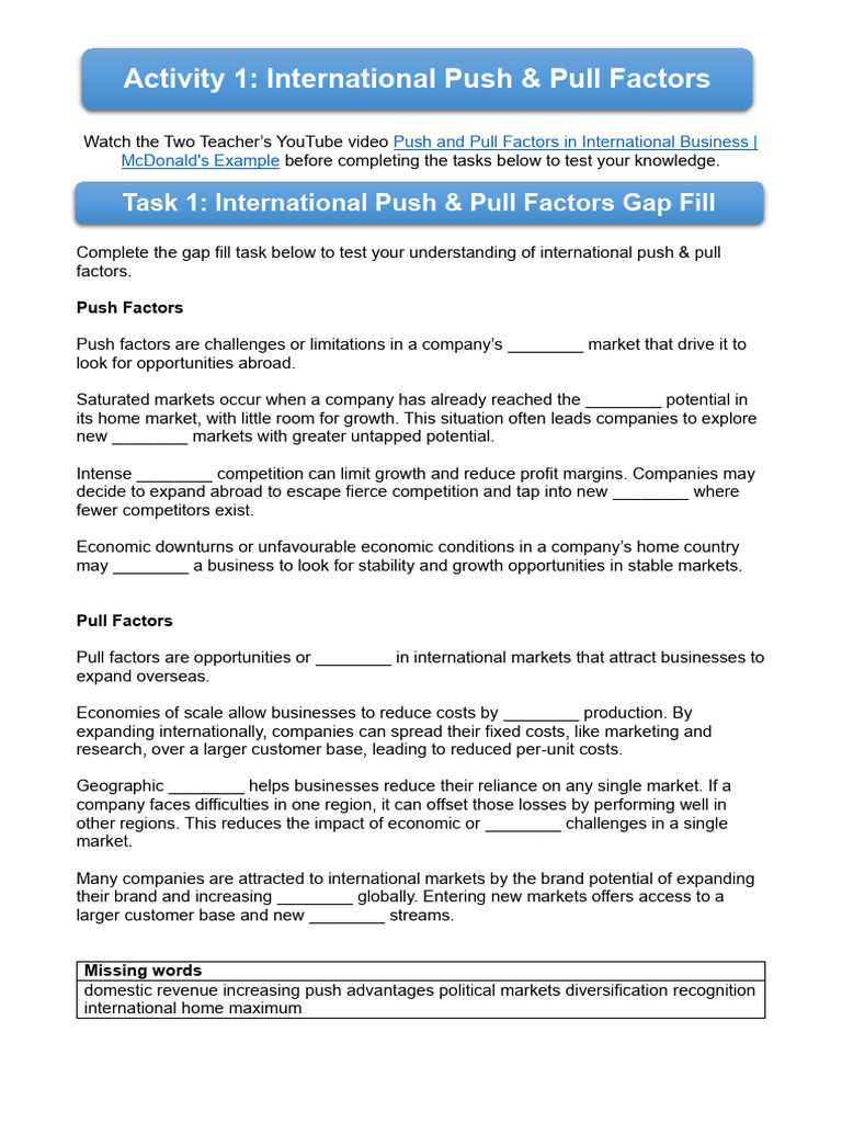 McDonald's Push and Pull Factors in Expansion | PDF | Market (Economics ...