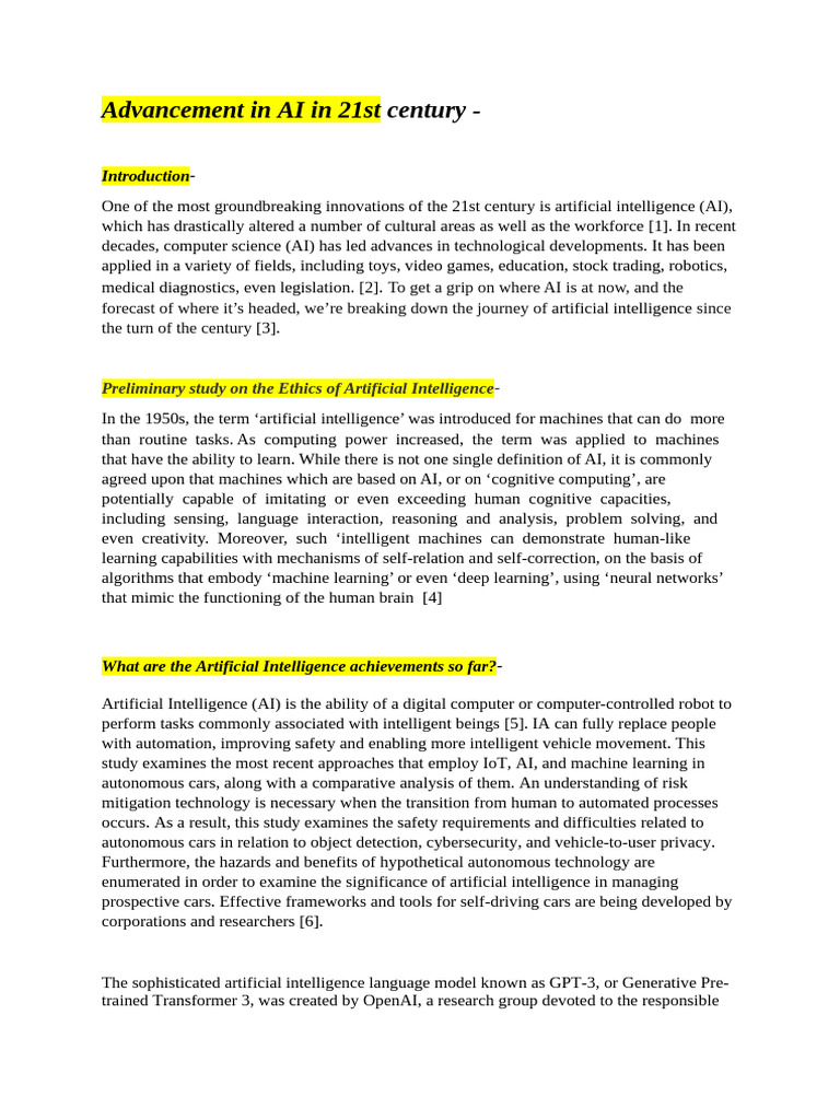 Advancement in AI in 21st Century | PDF | Artificial Intelligence ...