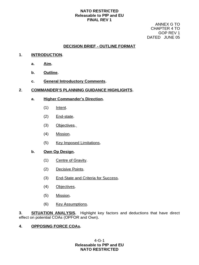 Military Decision Brief Outline | PDF