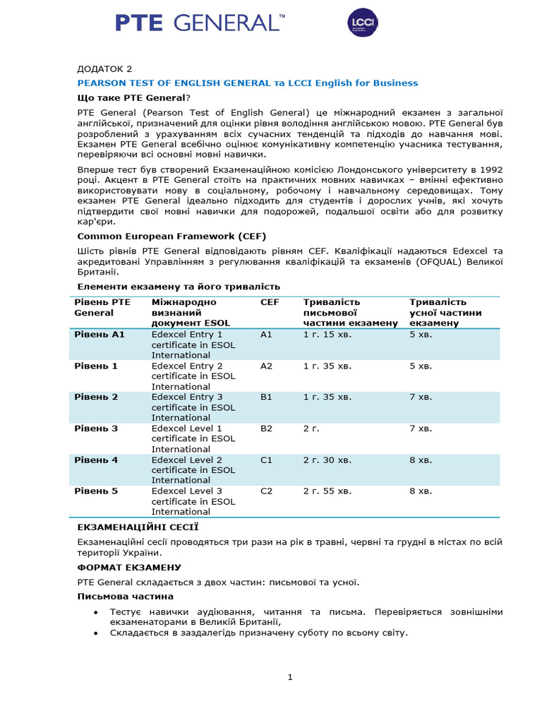 Pearson test of english general ta lcci english for business pdf