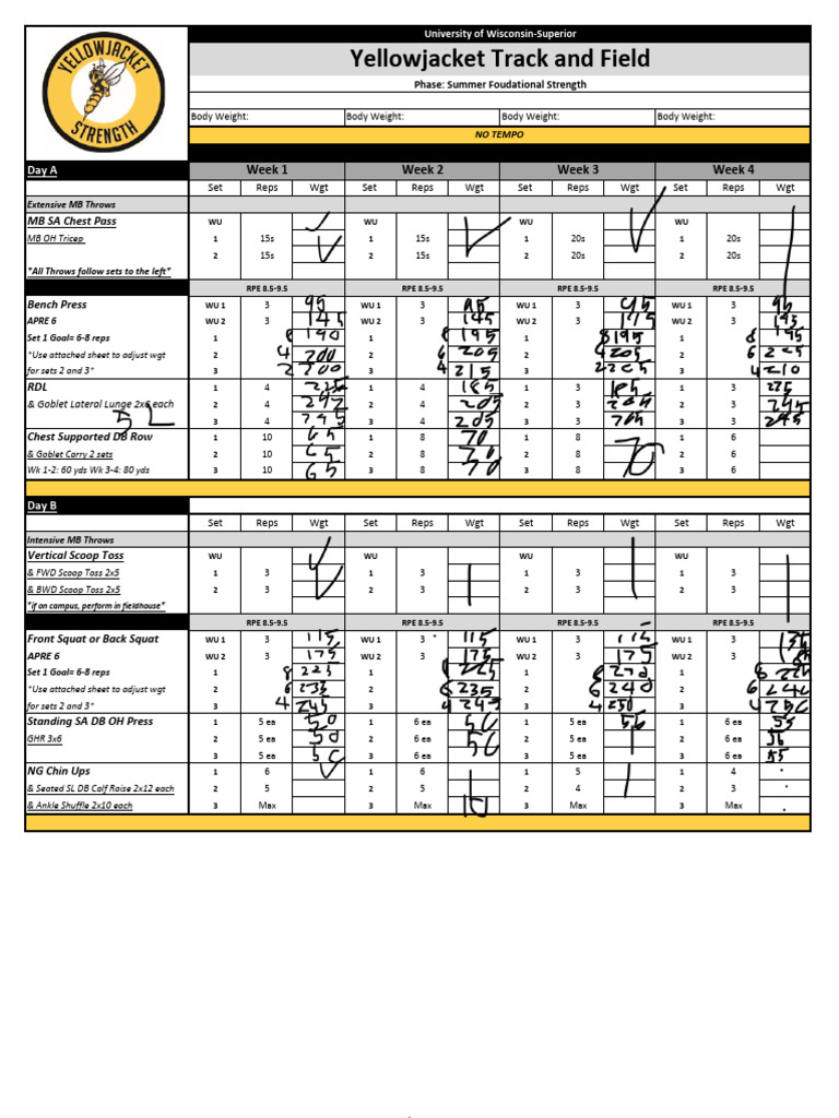 UWS Track and Field Garrett Summer 3 | PDF | Strength Training ...