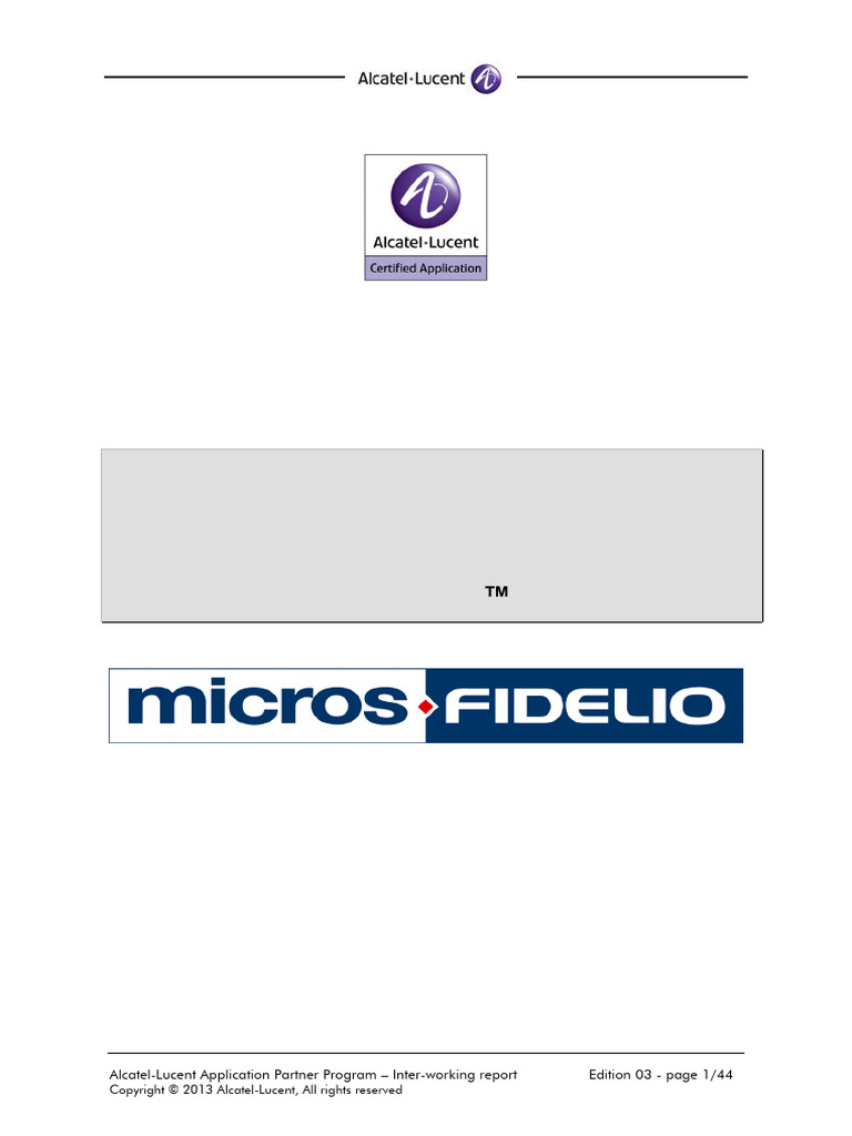 MicrosFidelio-Opera5.0.03_OmniPCXEnterpriseR10.1&R11.0_IWR_ed03 | PDF ...
