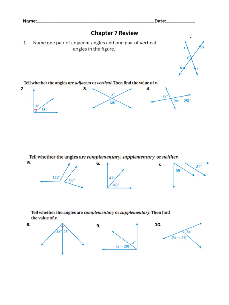 Grade 7 Math Review: Chapters 1-7 | PDF