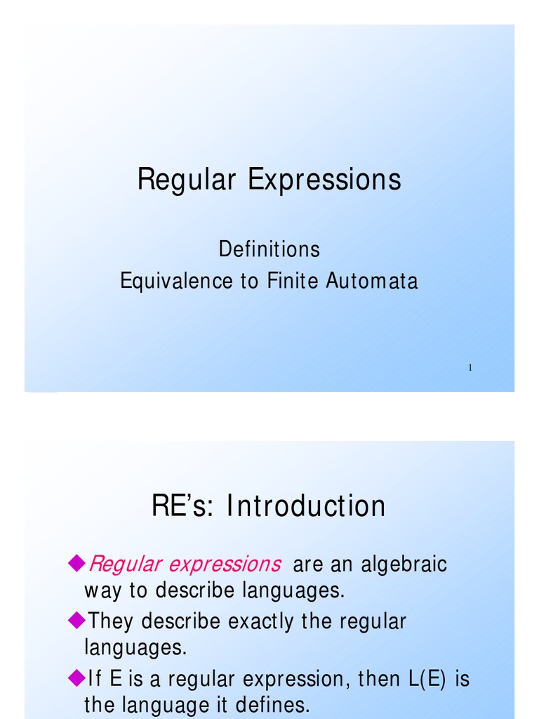 Regular Expressions and Automata Equivalence | PDF | Automata Theory ...