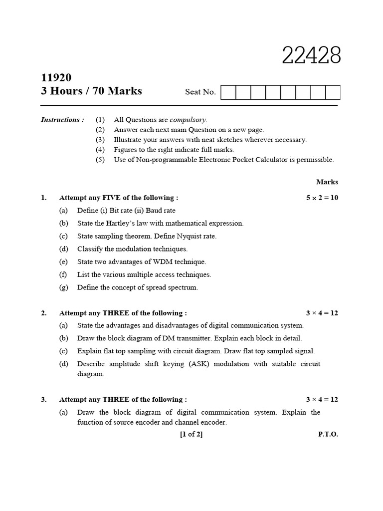 DCS Model Answer Paper 22428 Winter 2022 | PDF | Modulation | Signal ...