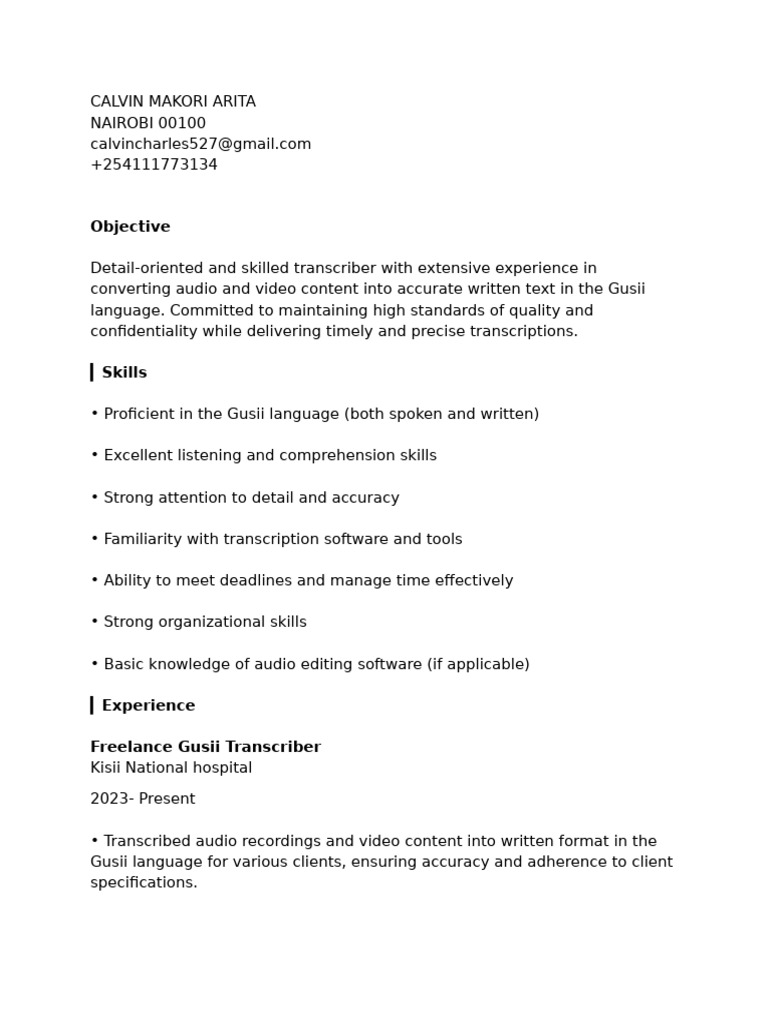 Gusii Translation Specialist | PDF