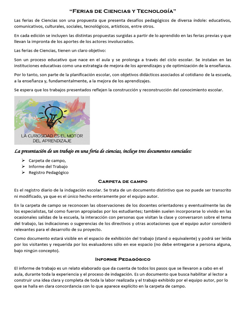 Ferias de Ciencias y TecnologíaCheli | PDF | Enseñando | Escuelas