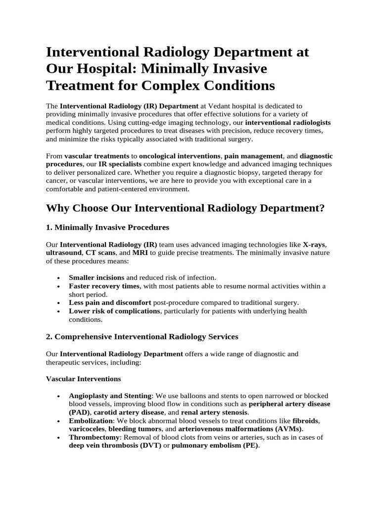 Interventional Radiology Department at Our Hospital Rephrase | PDF ...