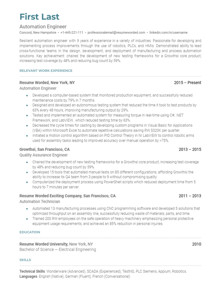 Career Objective: Automation Engineer | PDF | Automation | Visual Basic ...