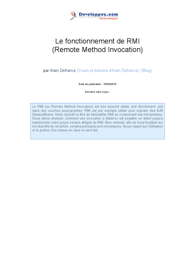 Micro Rmi | PDF | Interface (Informatique) | Java (Langage de ...
