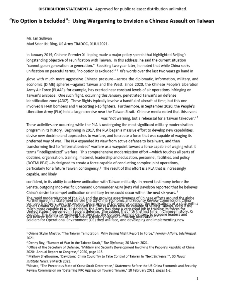 China's Military Strategy for Taiwan | PDF | People's Liberation Army ...