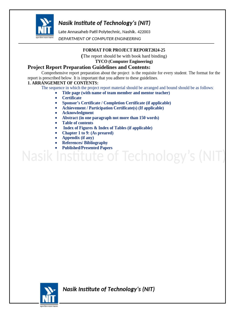 Project Report Guidelines for NIT 2024-25 | PDF | Computing