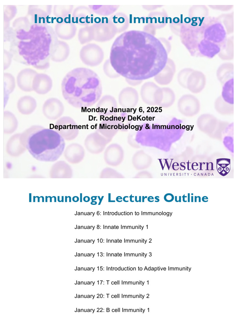 1 Introduction To Immunology | PDF | Immune System | Immunology
