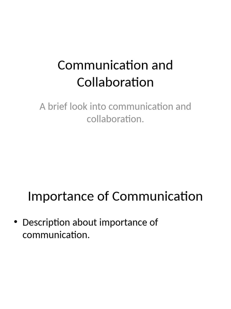 Communication and Collaboration | PDF