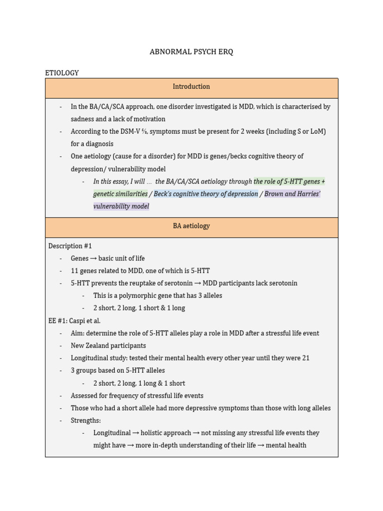 Genetic and Cognitive Factors in MDD | PDF | Major Depressive Disorder ...