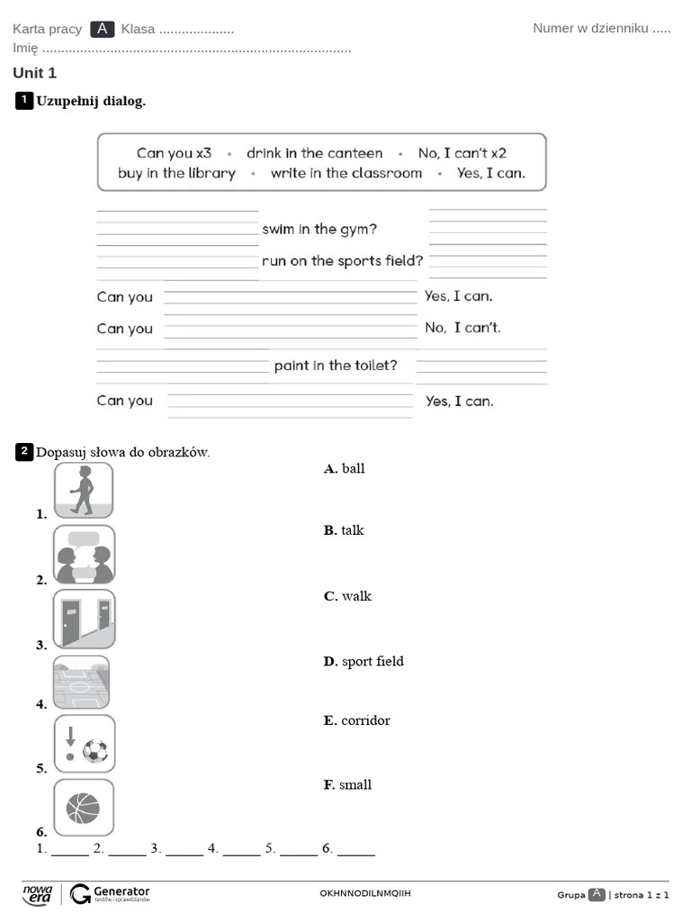 Unit 1 Karta Pracy | PDF
