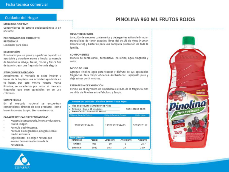 Limpiador de Pisos Pinolina Frutos Rojos | PDF | Perfume