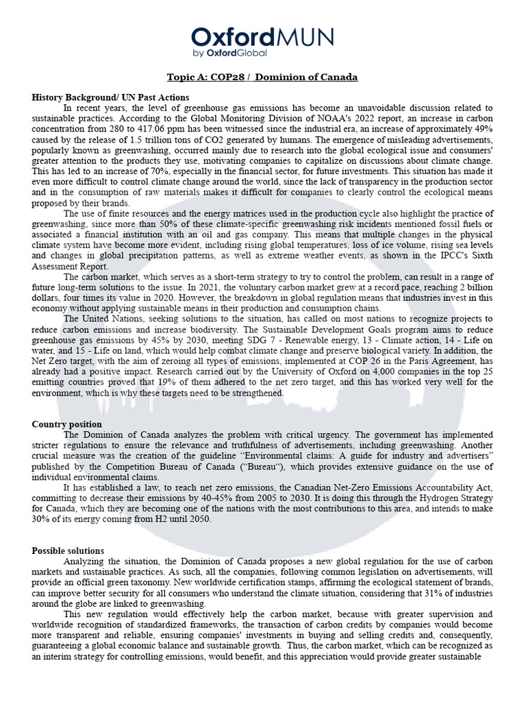 Canada’s COP28 Climate Strategies Explained | PDF | Climate Change ...