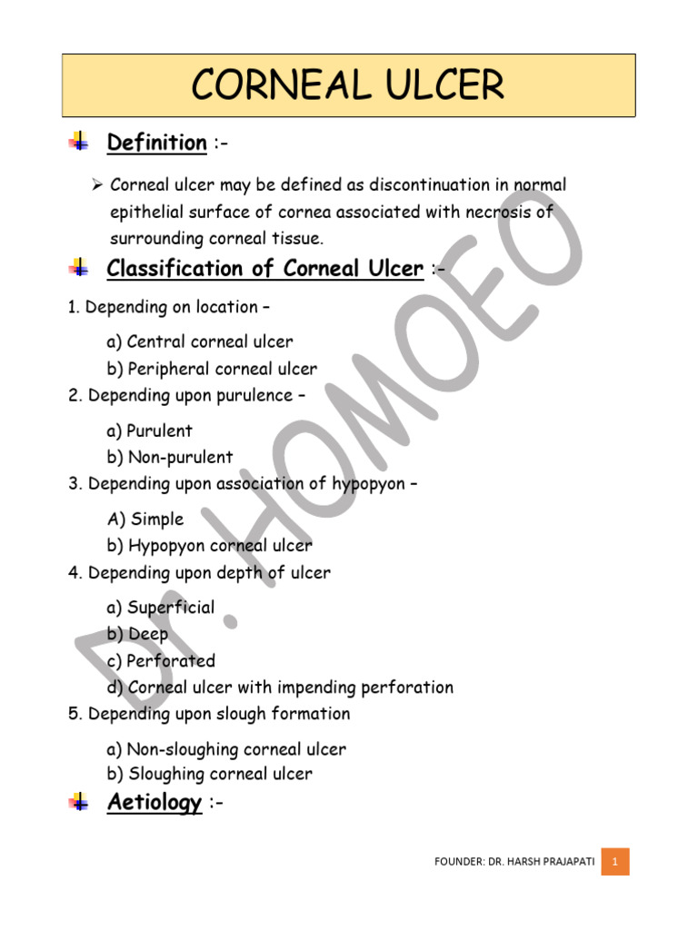 Sloughing Corneal Ulcer Overview | PDF