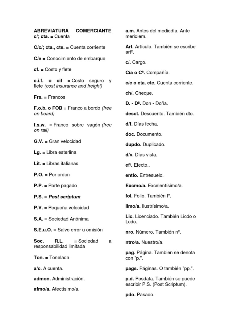 ABREVIATURA COMERCIANTE