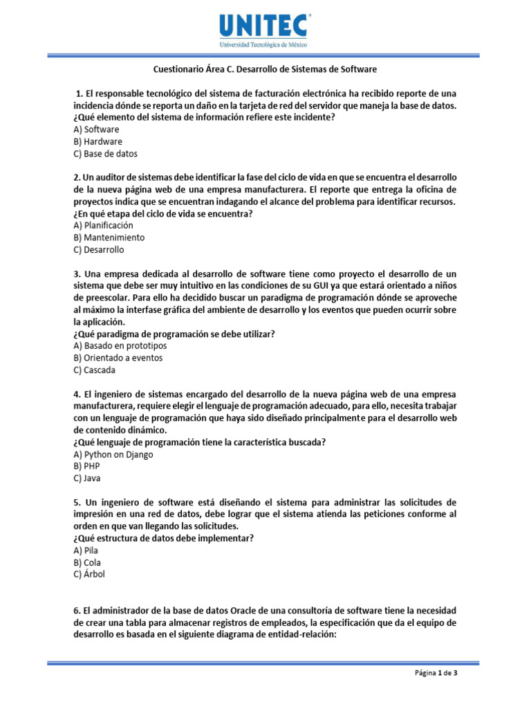 Cuestionario Área C 25-2 | PDF | Software | Ingeniería de software