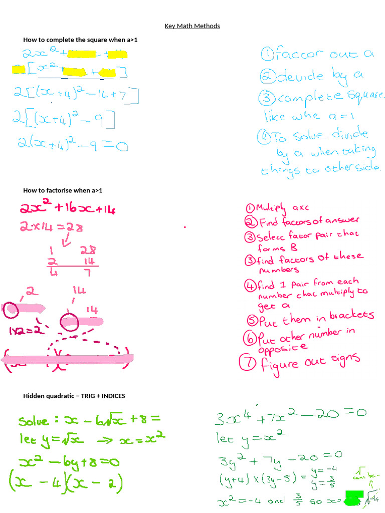 Key Math Methods!!!!!!!!!!!!!!!!!!!!!!!!!!!!!!!!!!! | PDF