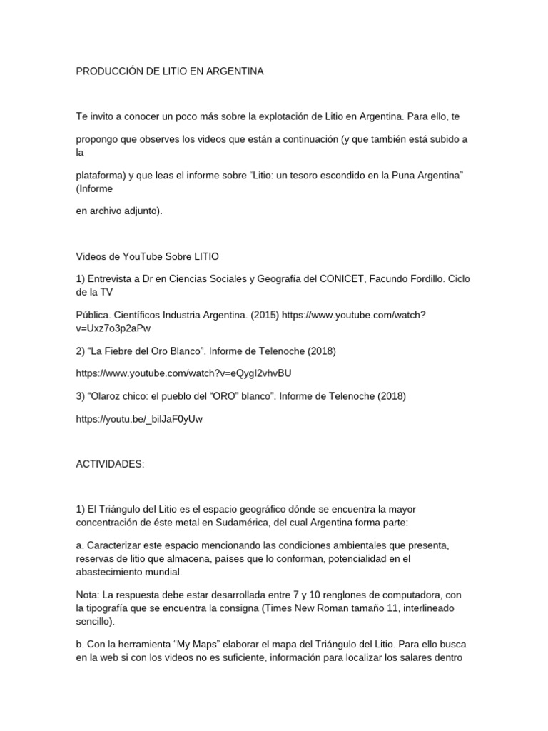 Litio: Oportunidad y Desafíos en Argentina | PDF | Litio