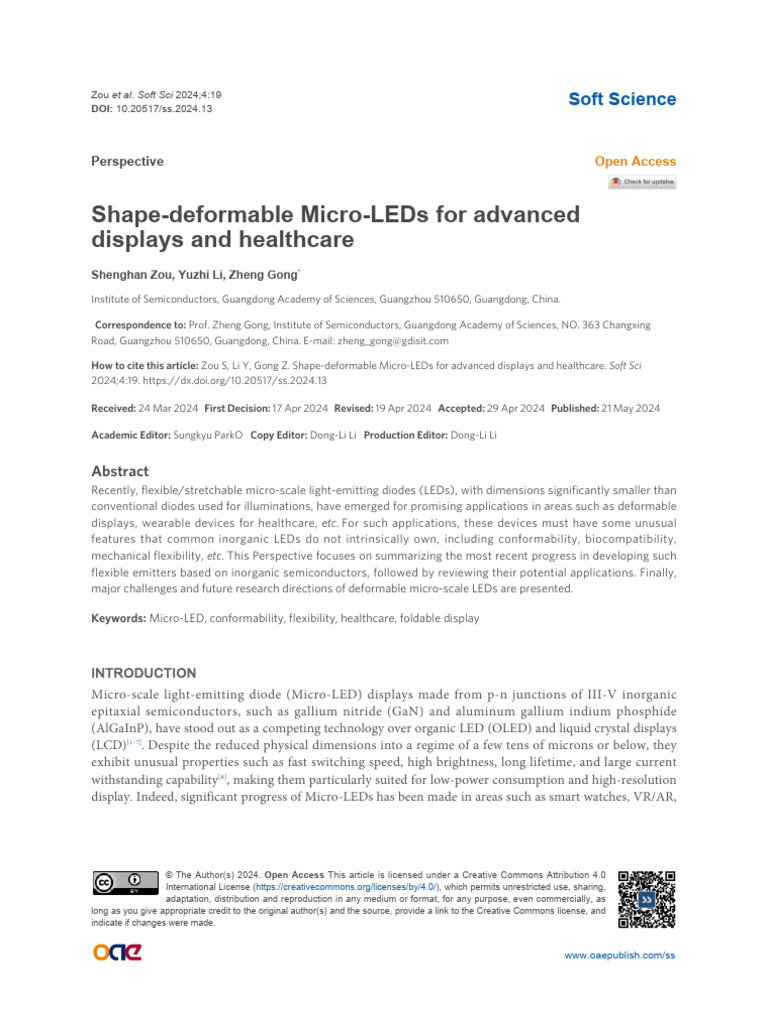 Shape-Deformable Micro-LEDs For Advanced Displays | PDF | Light ...