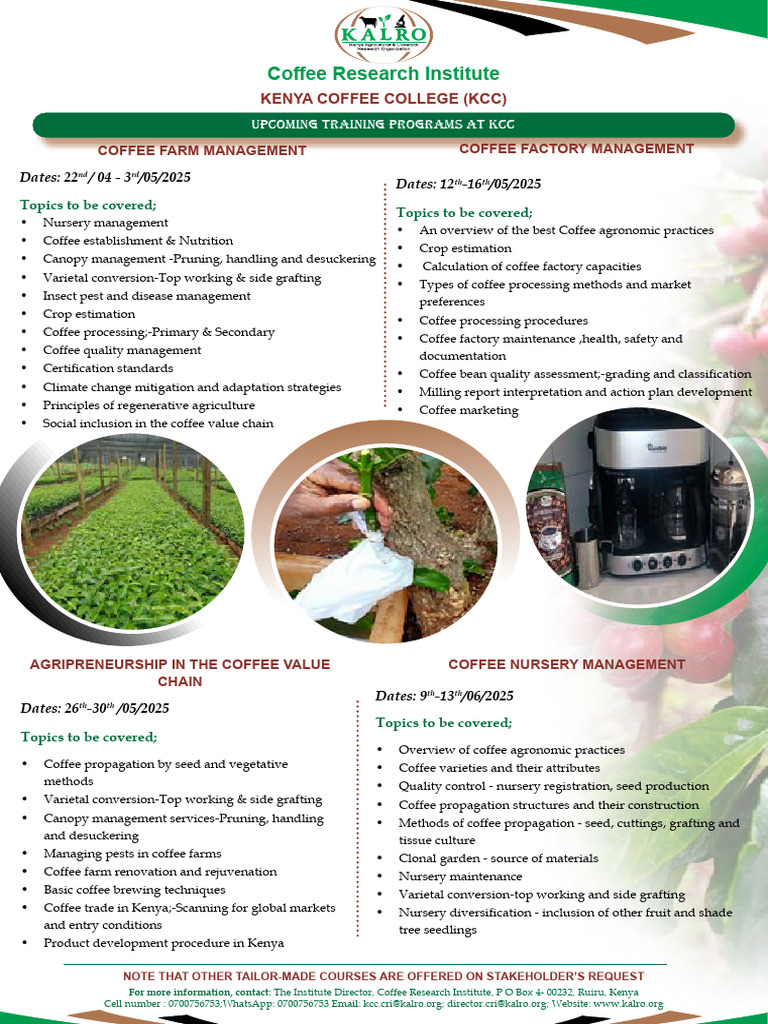 Upcoming Coffee Training Programs in Kenya | PDF | Coffee | Plant Nursery