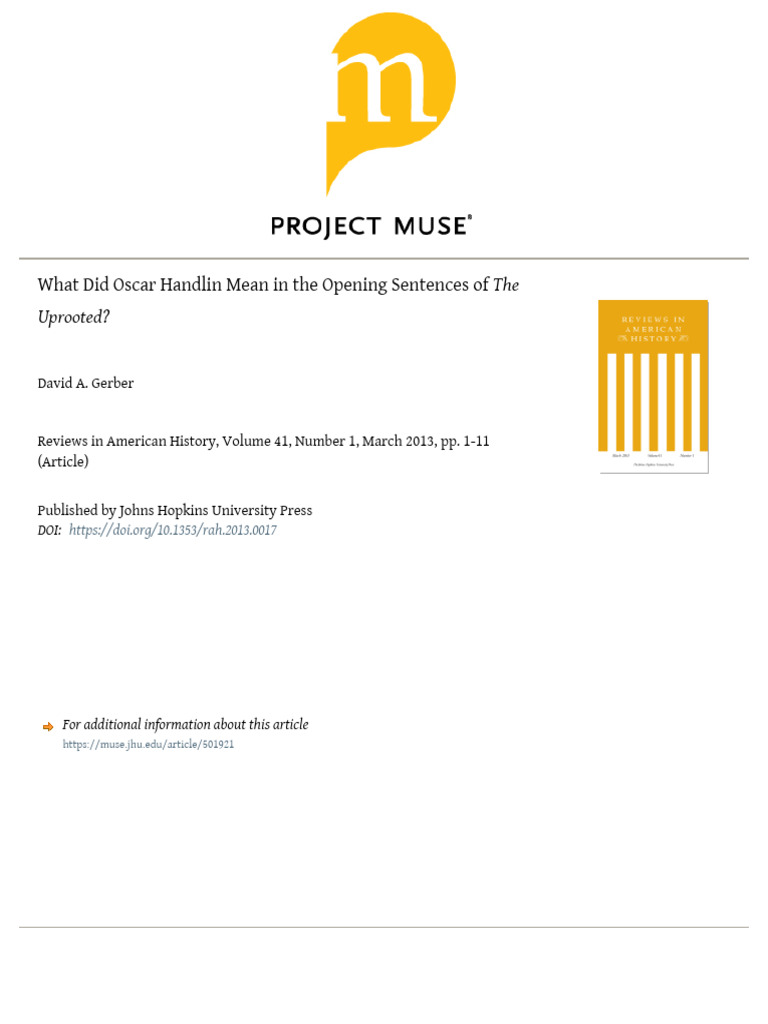 Oscar Handlin's Legacy in Immigration History | PDF | Immigration | The ...